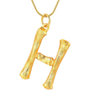 Gouden bamboe alfabet / letter ketting - H