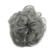 Rommelige Bun Hair Lift met krullend kunstmatig haar - lichtgrijs