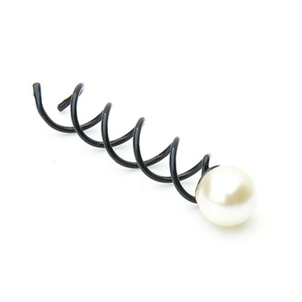 Spin Pins - Zwart met witte parels - 2 stk