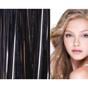Bling Zilver glitter hair Extensions 100 stuks glitter haarlok 80 cm - Zwart