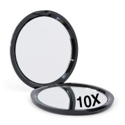 Compacte Dubbelzijdige Spiegel met 10x Vergroting - Zwart
