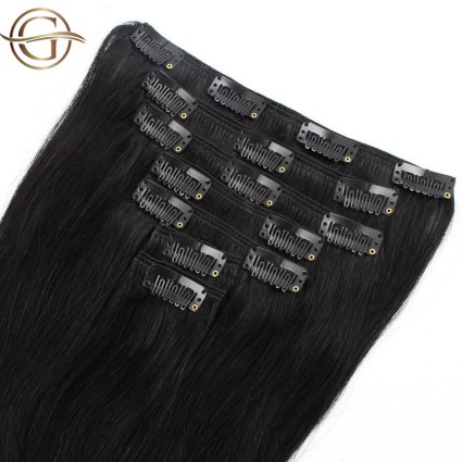 Clip on hair extensions #1 Black - 7 stuks - 60 cm | Gold24