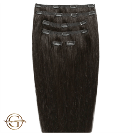 Clip on hair extensions #2 Dark Brown - 7 stuks - 60 cm | Gold24