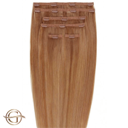 Clip on hair extensions #30 Dark Copper Brown - 7 stuks - 60 cm | Gold24