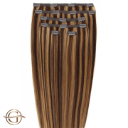 Clip on hair extensions #4/27 Brown/Blonde Mix - 7 stuks - 60 cm | Gold24