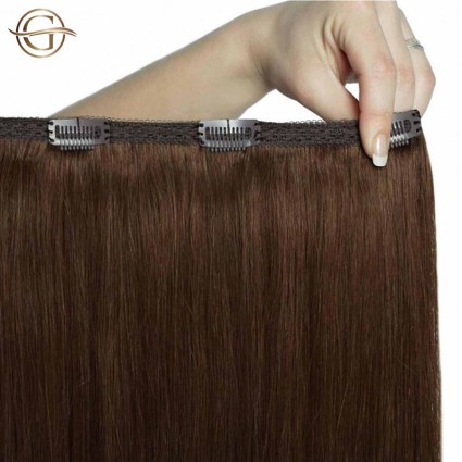 Clip on hair extensions #4 Chocolate Brown - 7 stuks - 50 cm | Gold24