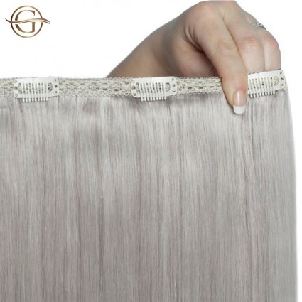 Clip on hair extensions #88A Grey - 7 stuks - 60 cm | Gold24