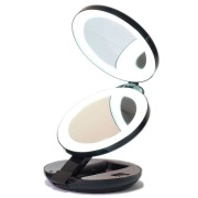 Compacte Dubbelzijdige Spiegel met 10x Vergroting en LED licht - Zwart