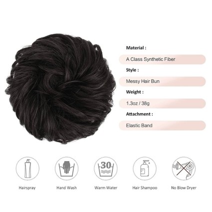 Messy Bun Hair Fastery met verfrommeld kunsthaar - #4 Zwart Bruin