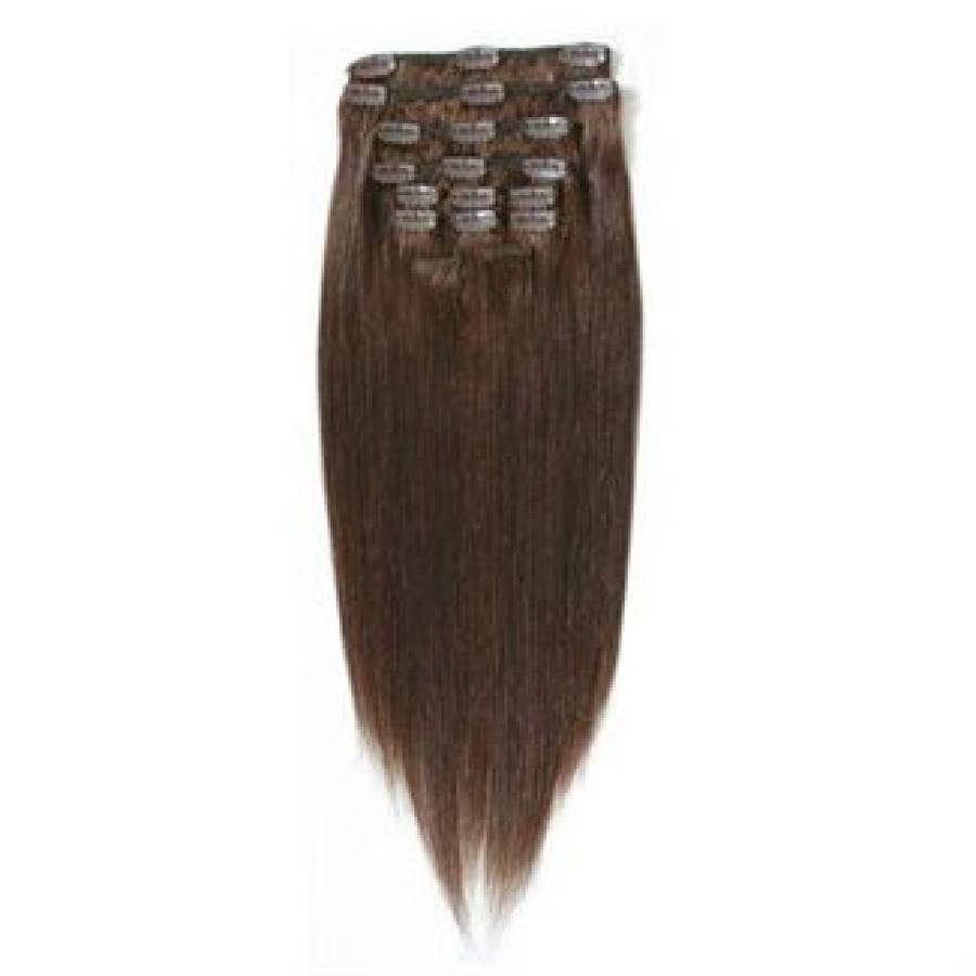 Promoten menu Grondig Clip-on hair extensions - 65 cm - #4 Chokoladebruin